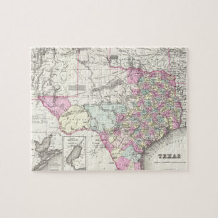 Quebra-cabeça Mapa do vintage de Texas (1855)