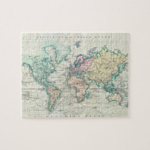 Quebra-cabeça Mapa do vintage do mundo (1801)