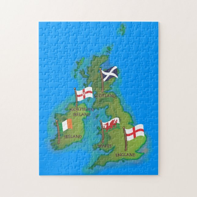 Quebra-cabeça Mapa dos cartoons das Ilhas Britânicas (Vertical)