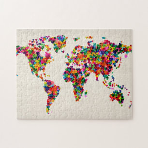 Quebra-cabeça Mapa dos corações do amor do mapa do mundo