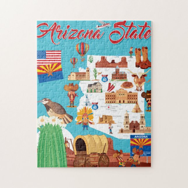 Quebra-cabeça Mapa dos desenhos animados da arizona (Vertical)