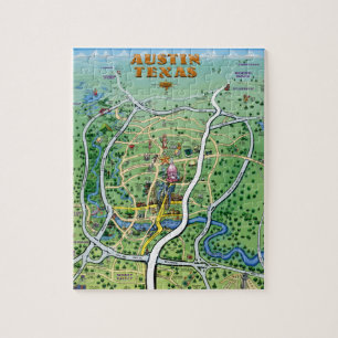 Quebra-cabeça Mapa dos desenhos animados de Austin Texas