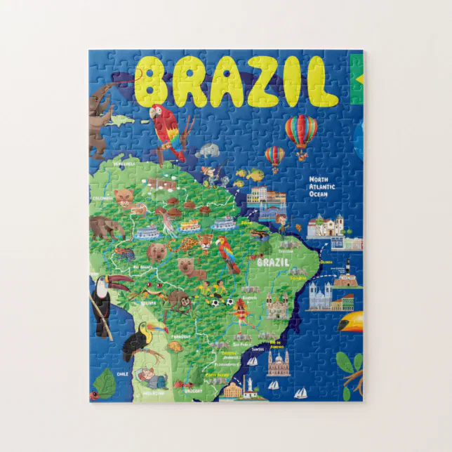 Quebra-cabeça Mapa dos desenhos animados de Brasil