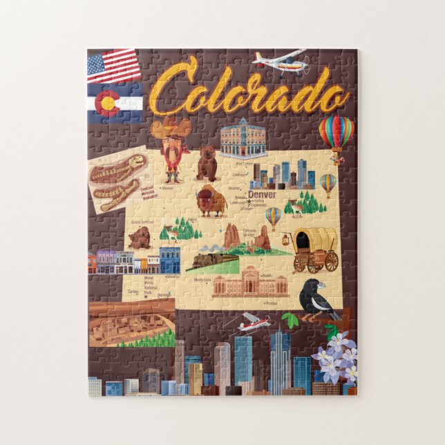 Quebra-cabeça Mapa dos desenhos animados de Colorado (Vertical)