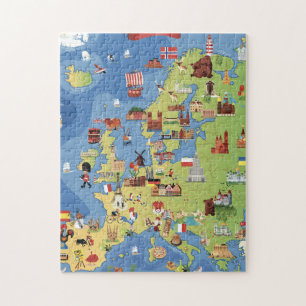 Quebra-cabeça Mapa dos desenhos animados de Europa