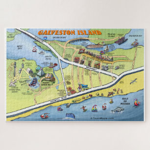 Quebra-cabeça Mapa dos desenhos animados de Galveston Texas