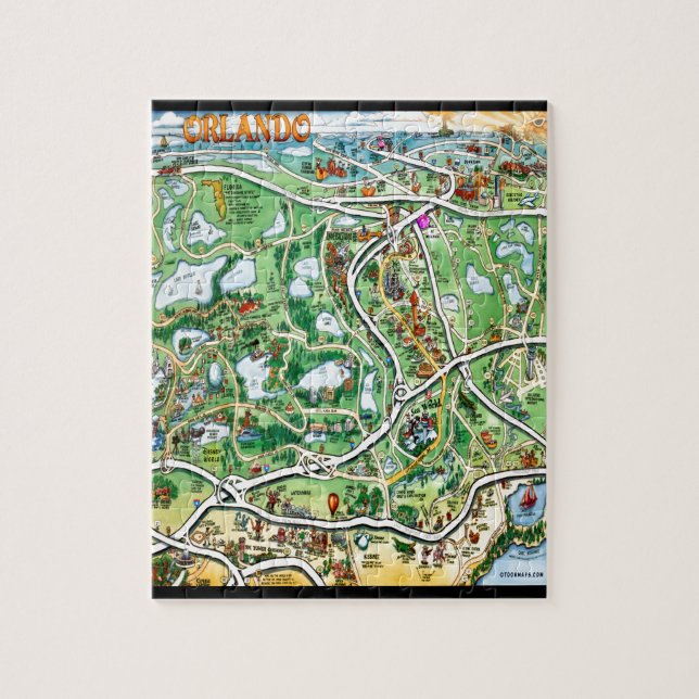 Quebra-cabeça Mapa dos desenhos animados de Orlando Florida (Vertical)