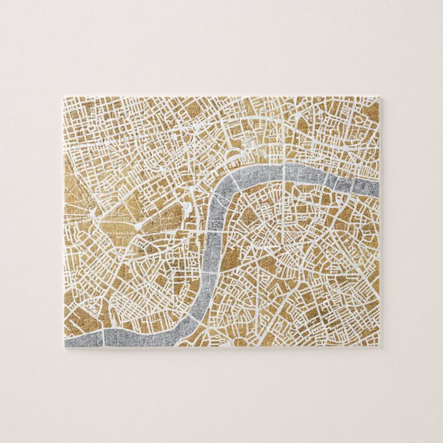 Quebra-cabeça Mapa dourado da cidade de Londres (Horizontal)