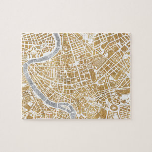 Quebra-cabeça Mapa dourado da cidade de Roma