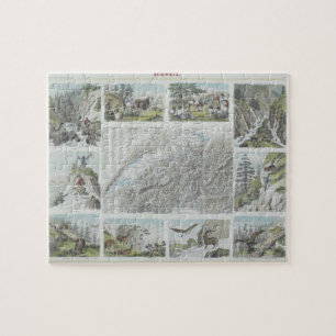 Quebra-cabeça Mapa e vinhetas de cumes suíços