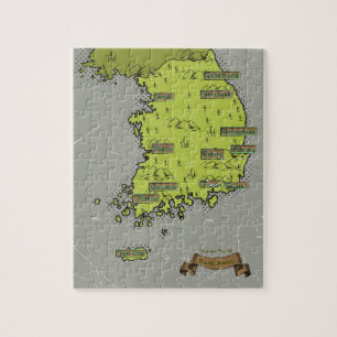 Quebra-cabeça Mapa estilo vintage da Coreia do Sul