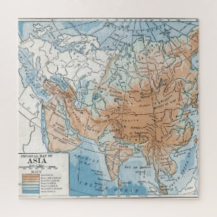 Quebra-cabeça Mapa físico da Ásia (1916)