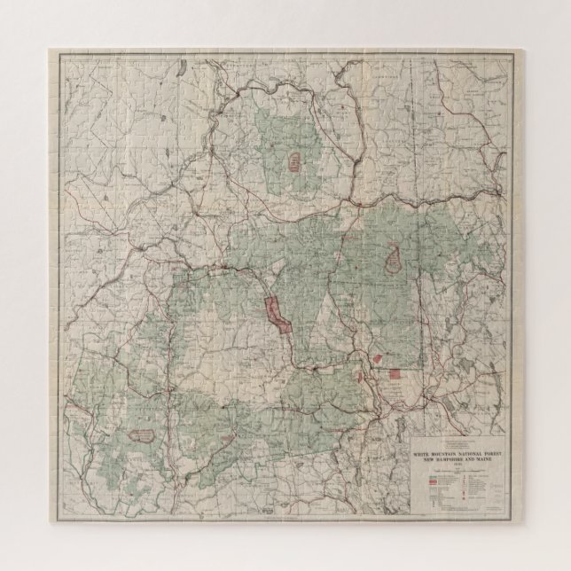 Quebra-cabeça Mapa Florestal Nacional das Montanhas Brancas Vint (Vertical)