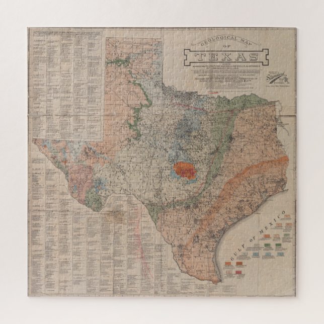 Quebra-cabeça Mapa Geológico do Texas (1920) (Vertical)