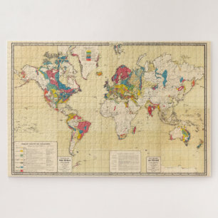 Quebra-cabeça Mapa Geológico Vintage do Mundo (1875)