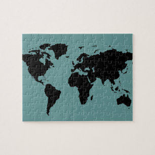 Quebra-cabeça mapa gráfico preto mundial