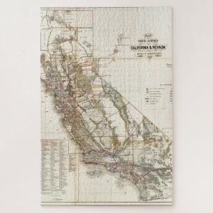 Quebra-cabeça Mapa histórico de Vintage California Nevada EUA