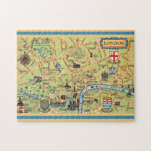 Quebra-cabeça Mapa ilustrado coloridamente de Londres Inglaterra