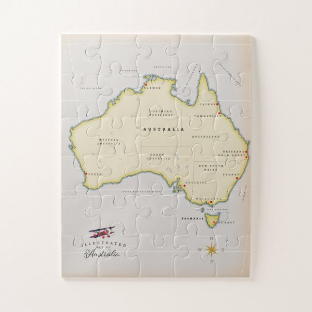 Quebra-cabeça Mapa ilustrado da Austrália (Vertical)