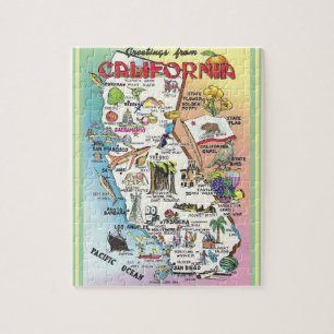 Quebra-cabeça Mapa Ilustrado da Califórnia 8x10
