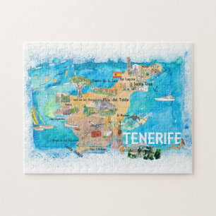 Quebra-cabeça Mapa Ilustrado da Espanha Tenerife Canarias