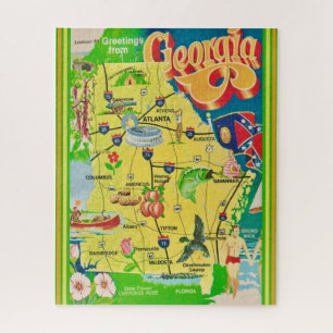 Quebra-cabeça Mapa Ilustrado da Geórgia Vintage