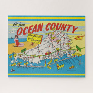 Quebra-cabeça Mapa Ilustrado de Jersey Shore 16x20