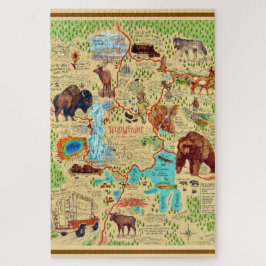 Quebra-cabeça Mapa Ilustrado de Yellowstone 20x30
