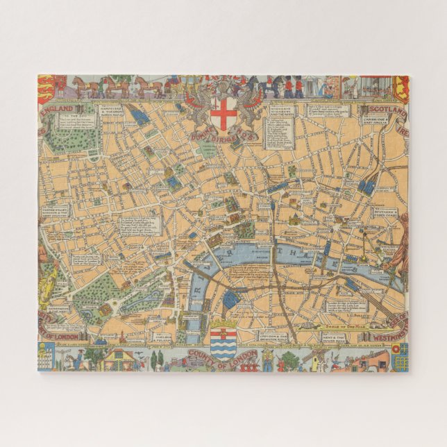 Quebra-cabeça Mapa Infantil de Londres, Inglaterra (Horizontal)