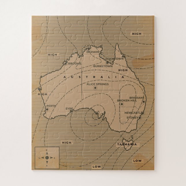 Quebra-cabeça Mapa meteorológico antigo da Austrália (Vertical)