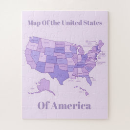 Quebra-cabeça Mapa Minimalista dos Estados Unidos Arte Rosa Roxo