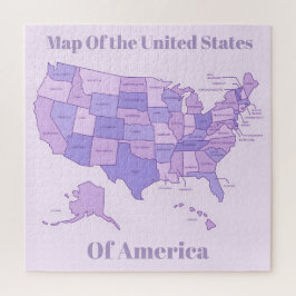 Quebra-cabeça Mapa Minimalista dos Estados Unidos Arte Rosa Roxo