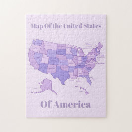 Quebra-cabeça Mapa Minimalista dos Estados Unidos Arte Rosa Roxo