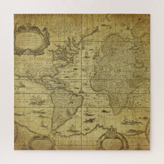 Quebra-cabeça Mapa Mundial 1635: Estilo Vintage (Vertical)