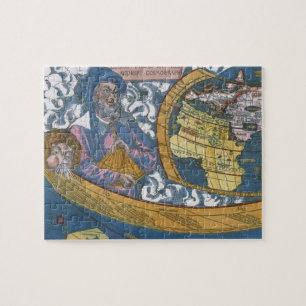 Quebra-cabeça Mapa Mundial Antigo com Claudius Ptolemy, 1507