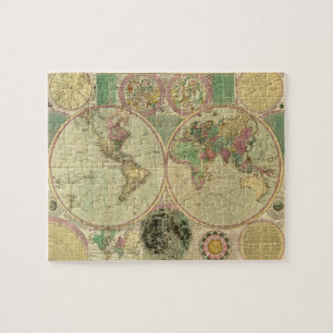 Quebra-cabeça Mapa mundial antigo de Carington Bowles, cerca de 