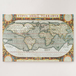 Quebra-cabeça Mapa Mundial Antigo por Abraham Ortelius 1587–1595