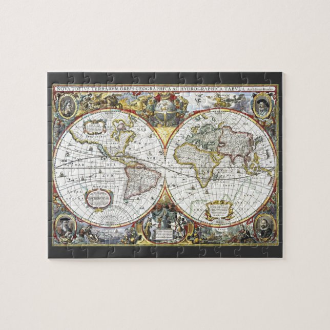 Quebra-cabeça Mapa Mundial Antigo por Hendrik Hondius, 1630 (Horizontal)
