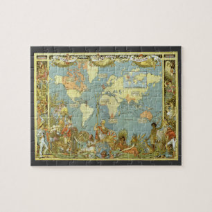 Quebra-cabeça Mapa Mundial Antiquado do Império Britânico, 1886