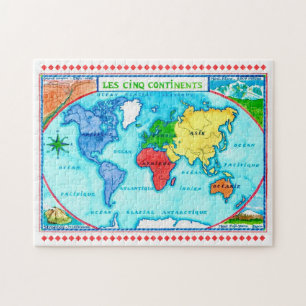 Quebra-cabeça Mapa Mundial Colorido Cartão Postal 11x14