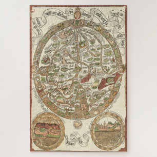 Quebra-cabeça Mapa Mundial de 1480 Woodcut