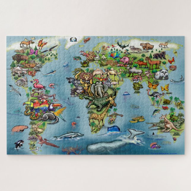 Quebra-cabeça Mapa Mundial de Animais (Horizontal)