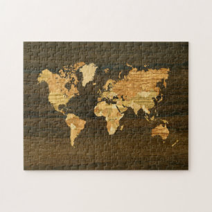 Quebra-cabeça Mapa Mundial de Madeira