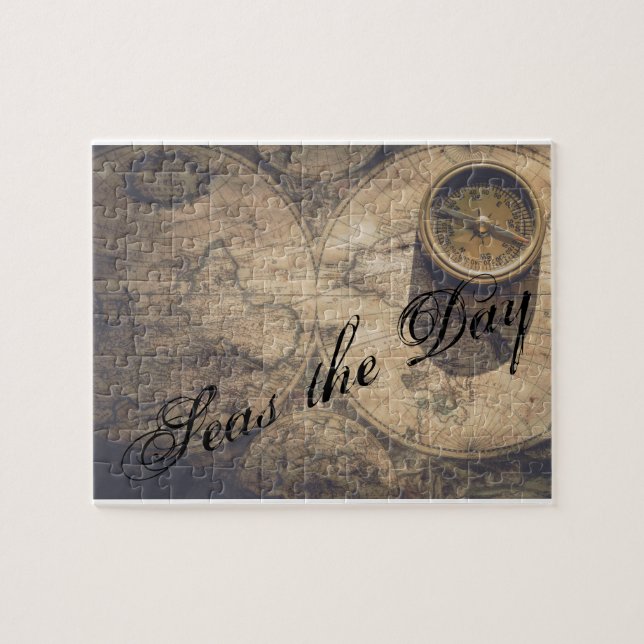 Quebra-cabeça Mapa náutico da Vintage e Compass (Horizontal)