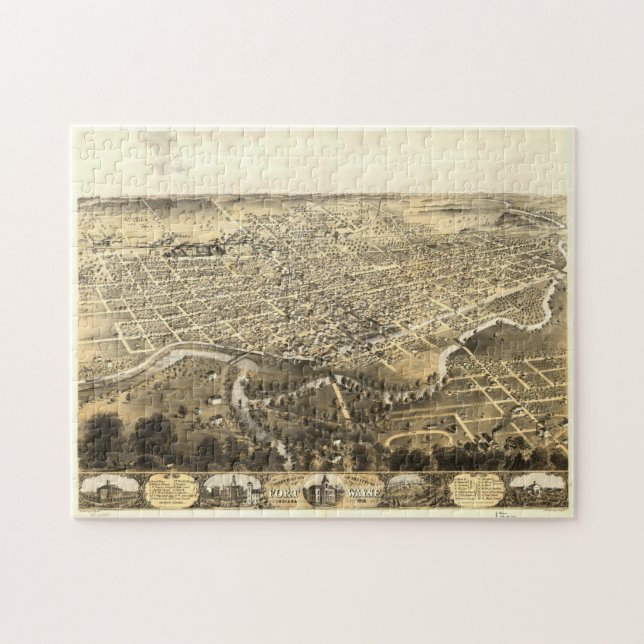 Quebra-cabeça Mapa Pictórico de Fort Wayne Indiana (1868) (Horizontal)