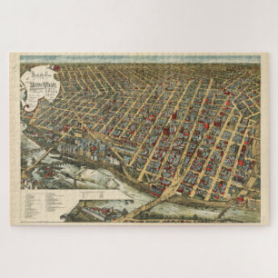 Quebra-cabeça Mapa Pictórico de Minneapolis MN (1891)