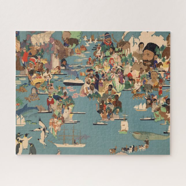 Quebra-cabeça Mapa Pictórico do Mundo (Horizontal)