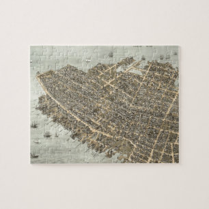 Quebra-cabeça Mapa pictórico do vintage de Charleston (1872)