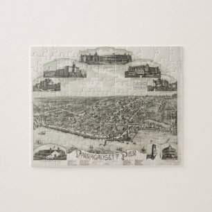 Quebra-cabeça Mapa pictórico do vintage de Narragansett RI