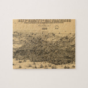Quebra-cabeça Mapa pictórico do vintage de San Francisco (1875)